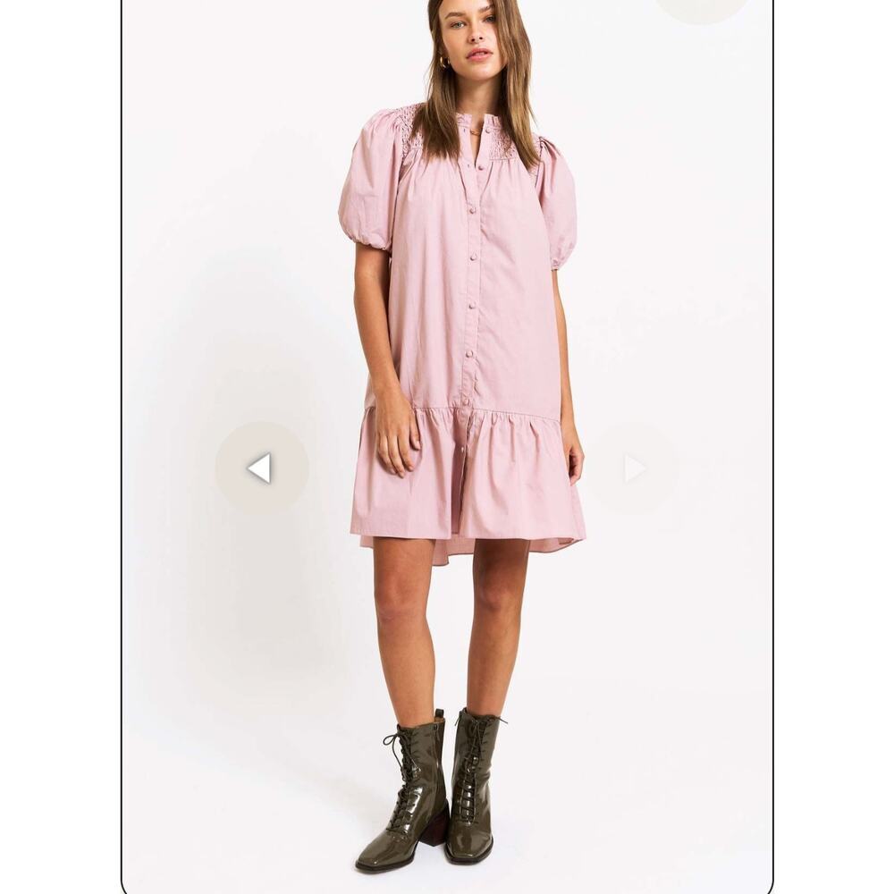 Christy Lynn Ellie Poplin Shirt Dress Pink Size XS - Picture 7 of 9